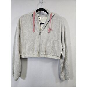 Vans Skate Streetwear Cropped Zip Up Fleece Hoodie Gray XS